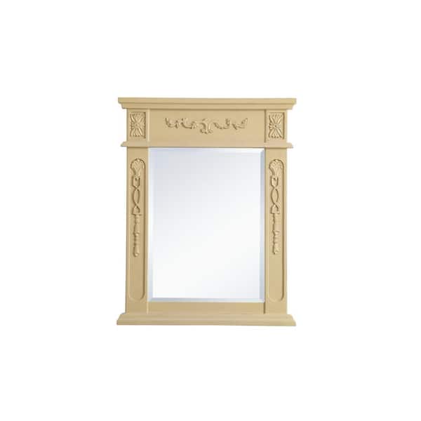 Unbranded Timeless Home 22 in. W x 28 in. H x Traditional Wood Framed Rectangle Light Antique Beige Mirror