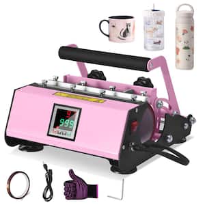 Lani Pink Tumbler Heat Press Machine for 20oz-30oz Sublimation Blank Glass Cups, Mug Press with Temp and Timer Setting