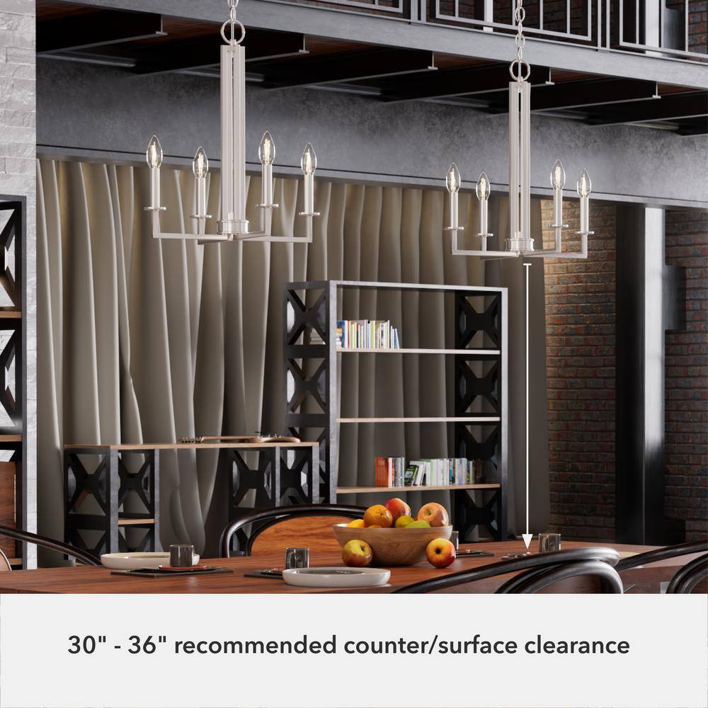 Bearden Industrial Edge 4-Light Brushed Nickel Pendant
