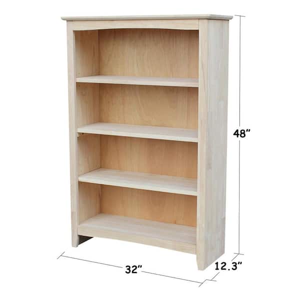 Adjustable 4-Shelf Wood Bookcase Storage Shelving Book Wide Bookshelf Furniture 