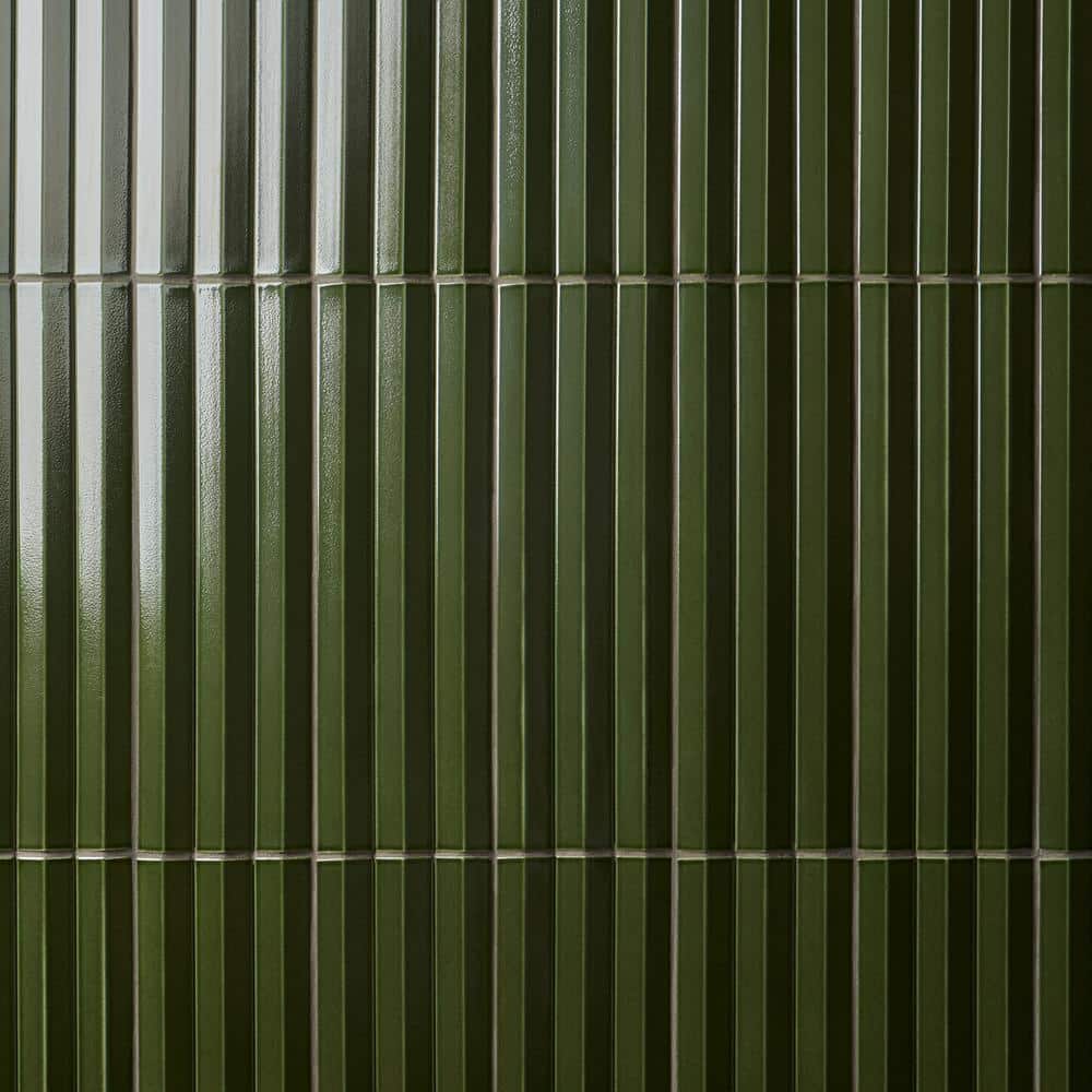 Apex Verde Green 5" x 16" 3D Polished Porcelain Wall Tile