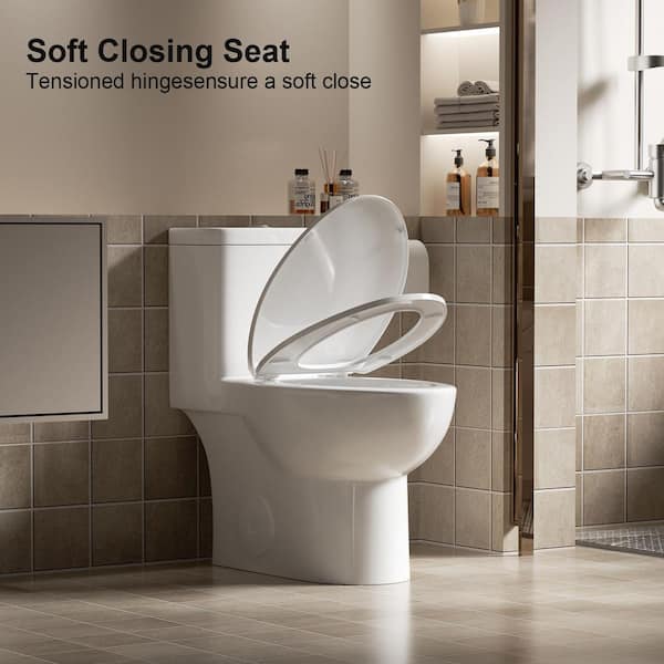 Dual Flush One-Piece Toilet with ADA 17 in. Chair Height, Tornado Siphonic Flush and Rimless Bowl, 12 in. S-Trap