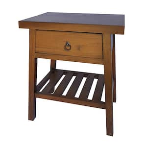 15.5 in. Brown Rectangular Wood Top End Table