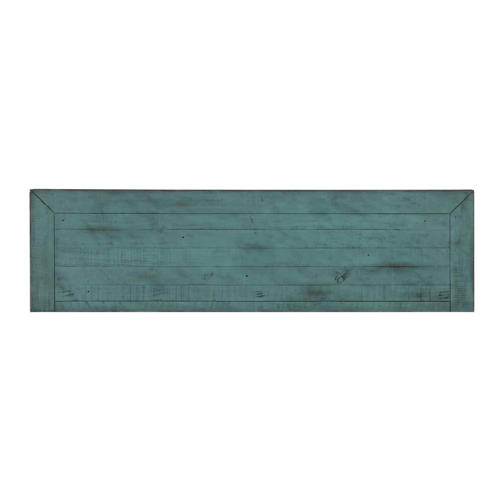 Rustic Turquoise Solid Pine 65" TV Stand with Cabinet