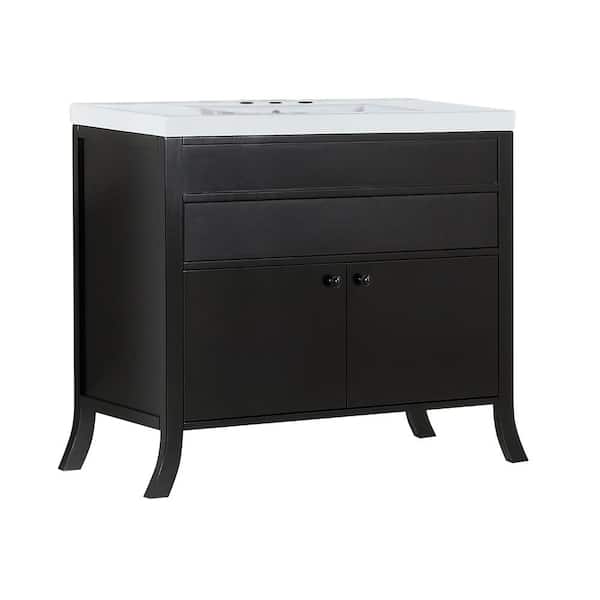 Bellaterra Home Loleta II 36 in. W x 19 in. D x 35 in. H Single Vanity in Espresso with Ceramic Vanity Top in White with White Basin