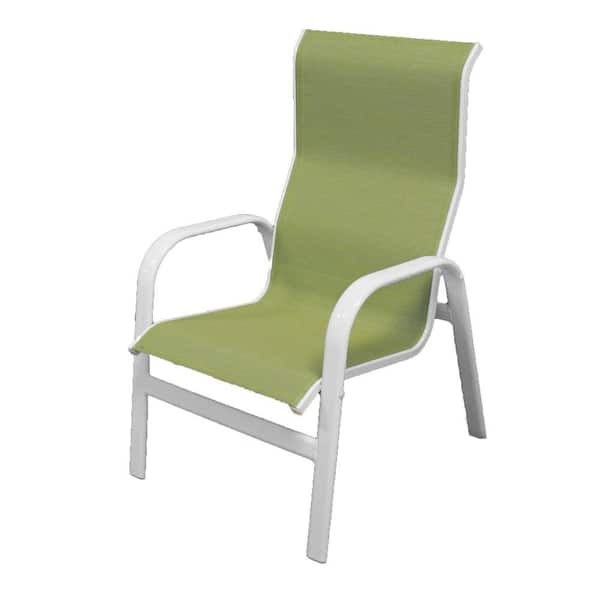 Unbranded Marco Island White Commercial Grade Aluminum Patio Dining Chair with Dupione Kiwi Sling (2-Pack)