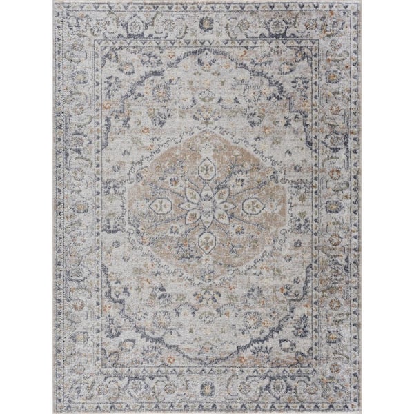 Hiti 3 ft. X 7 ft. Blue, Tan, Cream Area Rug