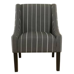 Swoop Dark Charcoal Gray Striped Upholstery Accent Chair