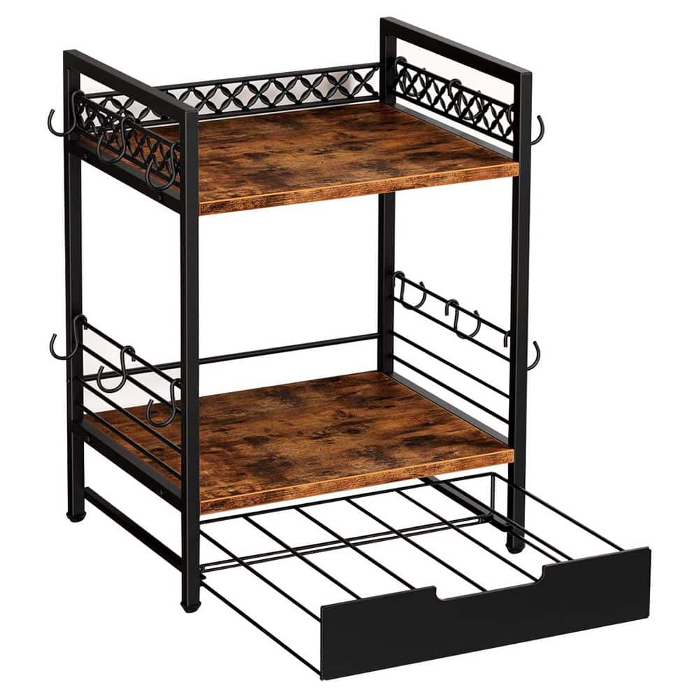 Afoxsos 12.6 in Floating Shelves 2 Tier Mug Holder Stand with 12