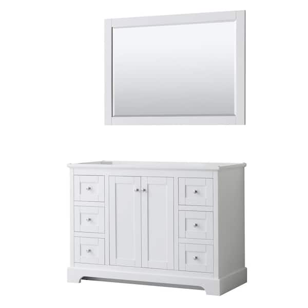 Wyndham Collection Avery 47.25 in. W x 21.75 in. D Bathroom Vanity Cabinet Only with Mirror in White