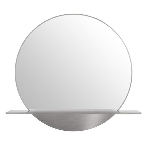 Platform 24.0 in. W x 22.0 in. H Retangular Framed Wall Bathroom Vanity Mirror in Brushed Nickel