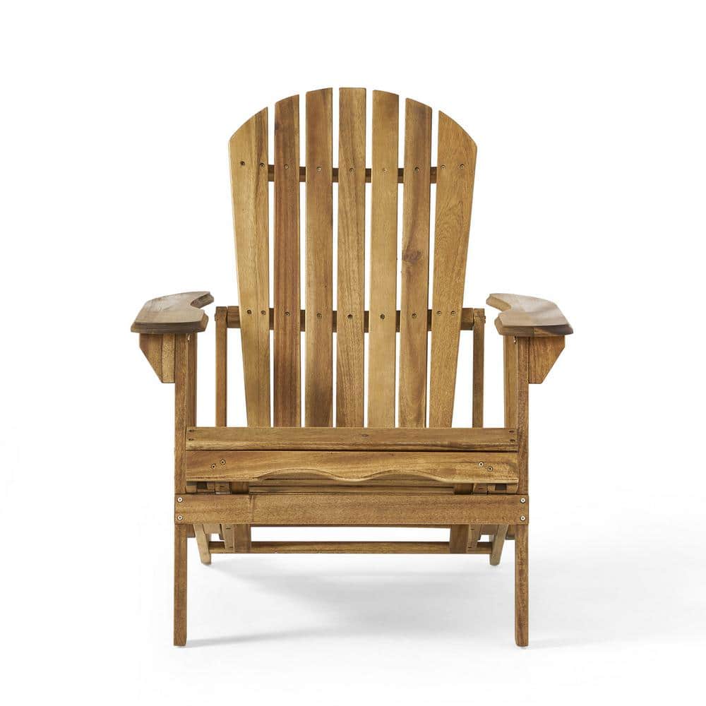 Outdoor Reclining Acacia Wood Adirondack Chair with Footrest, Armrest and F