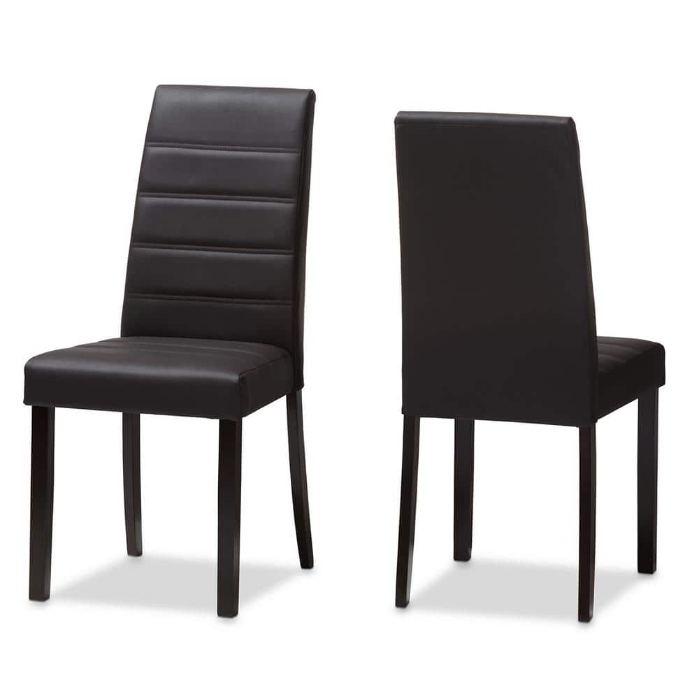 Baxton Studio Lorelle Dark Brown Faux Leather Dining Chair (Set of 2