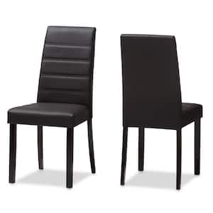 Lorelle Dark Brown Faux Leather Dining Chair (Set of 2)