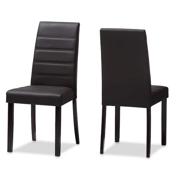 Baxton Studio Lorelle Dark Brown Faux Leather Dining Chair (Set of 2)