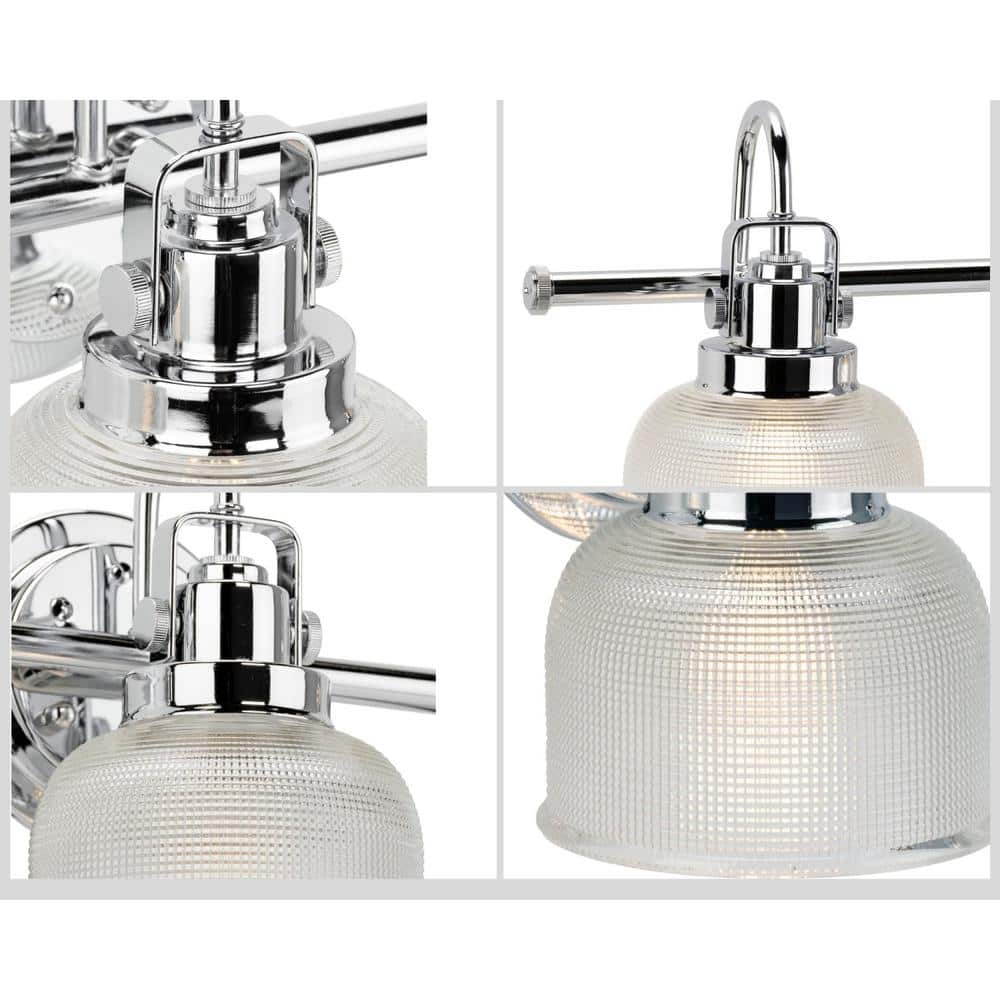 Archie Coastal 2-Light Chrome Vanity Light with Prismatic Glass