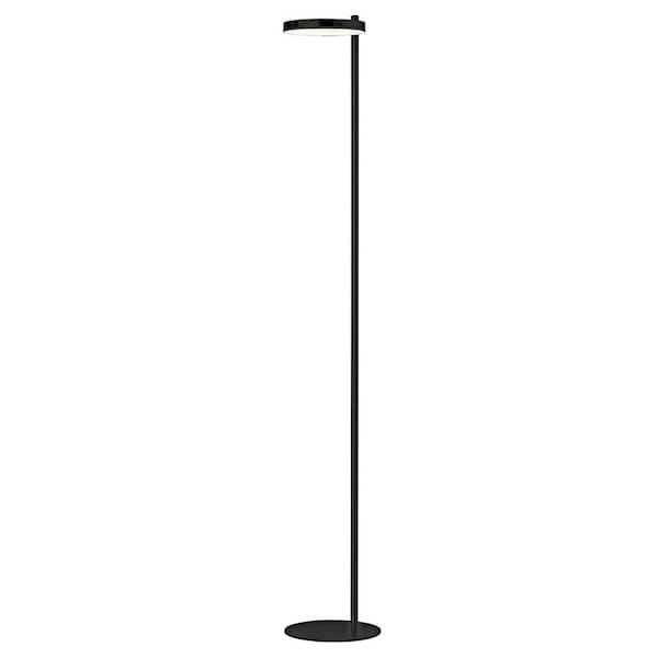 Dainolite Fia 60.5 in. Matte Black, White Transitional 1-Light Standard Floor Lamp for Living Room Acrylic Round Shade