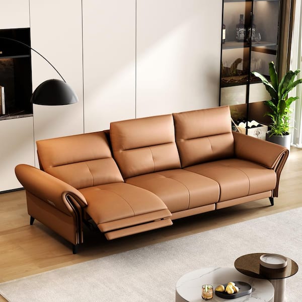 THE RIGHT PATH 112.5 in. wide, 40.1 in. deep, single motor recliner chair, orange recliner chair, with adjustable headrest and USB port