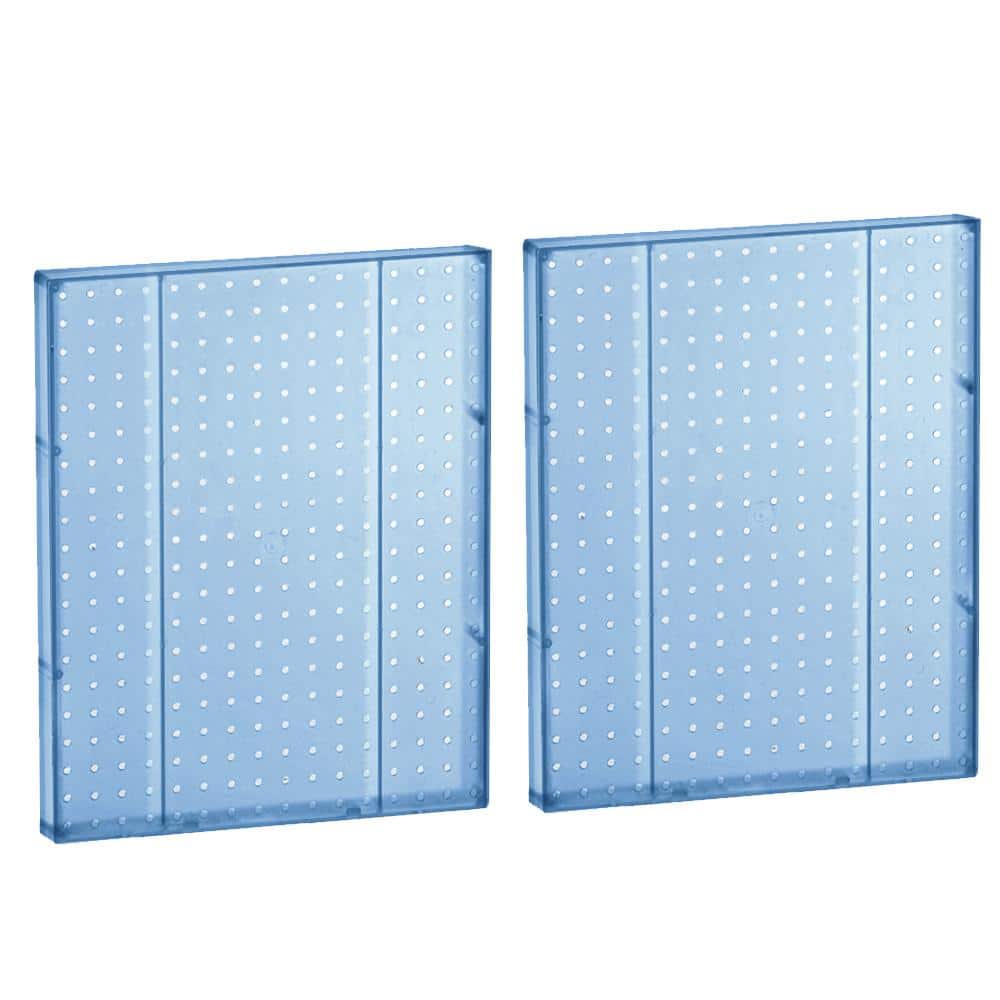 Blue Translucent Plastic Pegboard Wall Panel, 16" x 20", 2-Pack