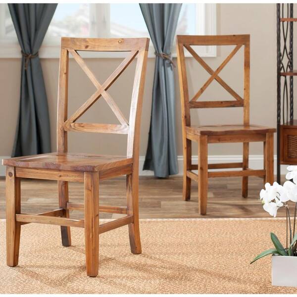 Safavieh Johnny Brown Pine Dining Chair (Set of 2)