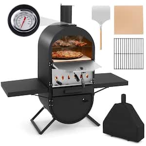 Wood Fired Outdoor Pizza Oven with Oxford Fabric Cover in Black