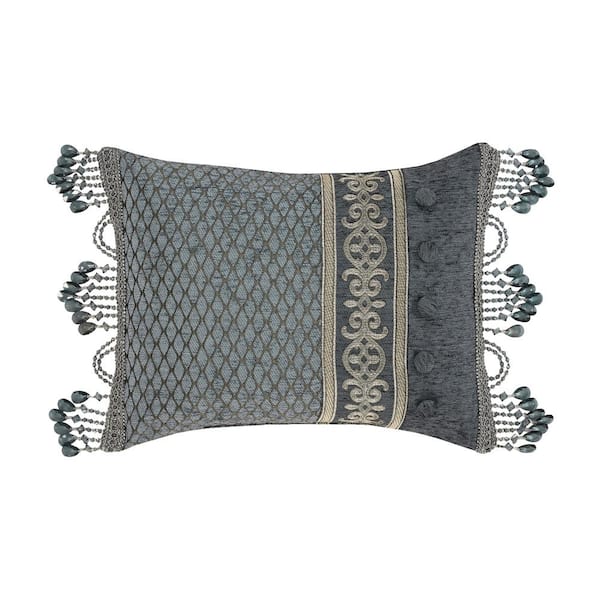 Unbranded Ashley Powder Blue Polyester Jacquard Boudoir Decorative in. L x 20 in. W Throw Pillow