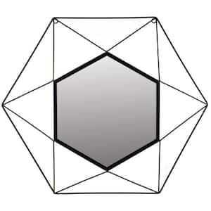 18 in. W x 20 in. H, Decorative Star Shaped Black Metal Frame Modern Wall Mounted Geometric Mirror