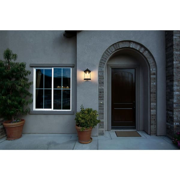 12 in. Black Outdoor Hardwired Wall Sconce with No Bulbs Included