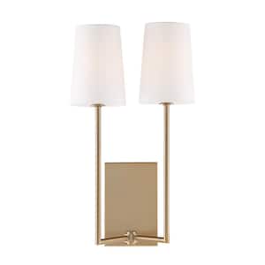 Lena 10 in. 2-Light Vibrant Gold Wall Sconce