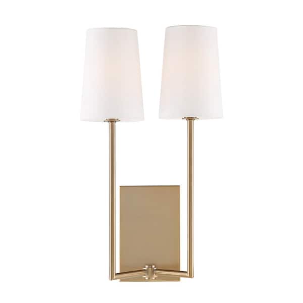Crystorama Lena 10 in. 2-Light Vibrant Gold Wall Sconce