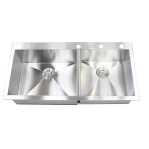 Topmount / Drop-in 16-Gauge 42-7/8 in. x 21-1/2 in. x 10 in. Stainless Steel Double Bowl 60/40 Zero Radius Kitchen Sink