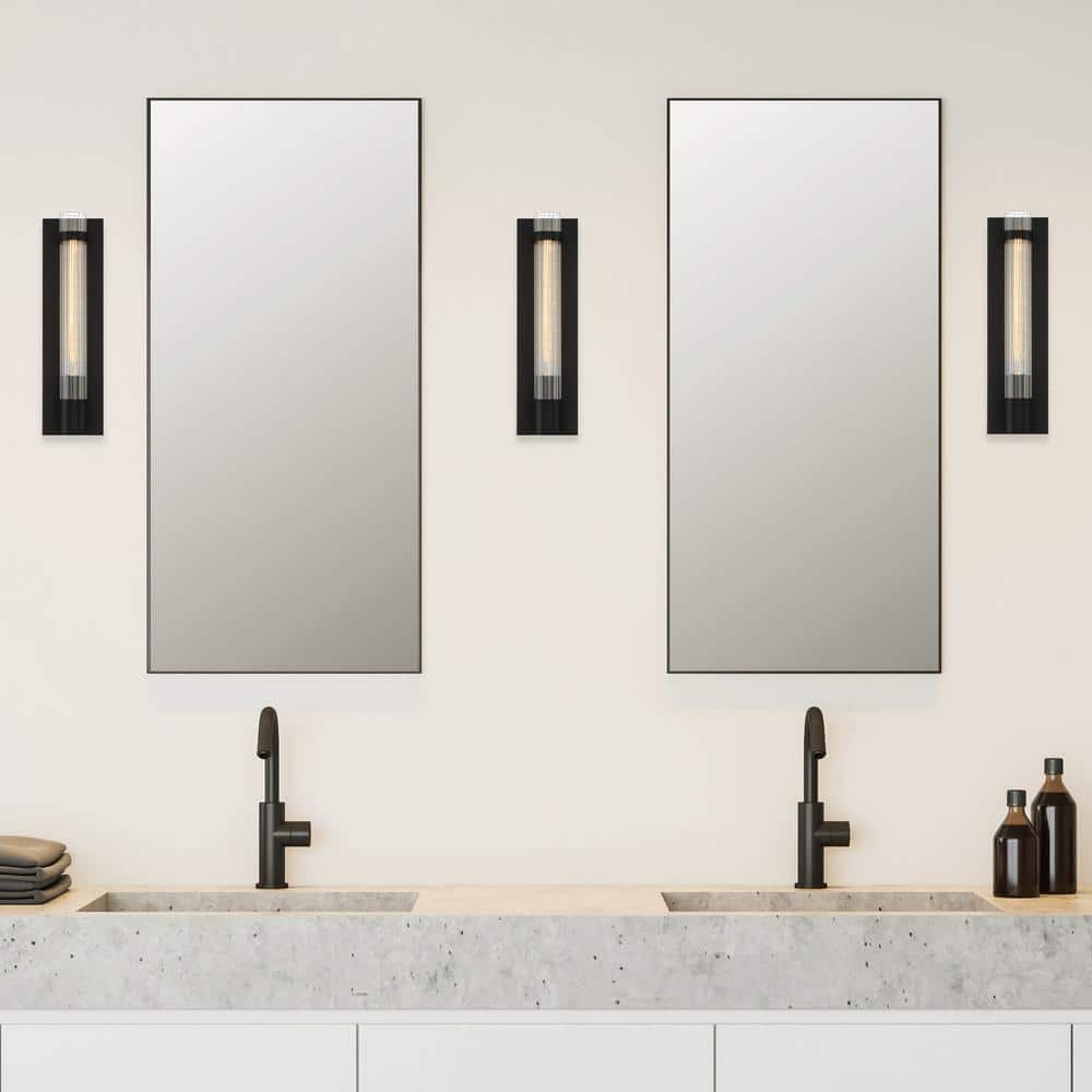 Willmar Matte Black Metal and Glass Wall Sconce