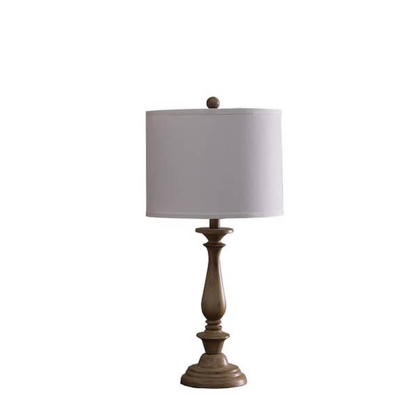 27.5 in. Cream Bedside, Task & Reading Table Lamp for Living Room, Bedroom with White Plastic Shade No Bulbs Included