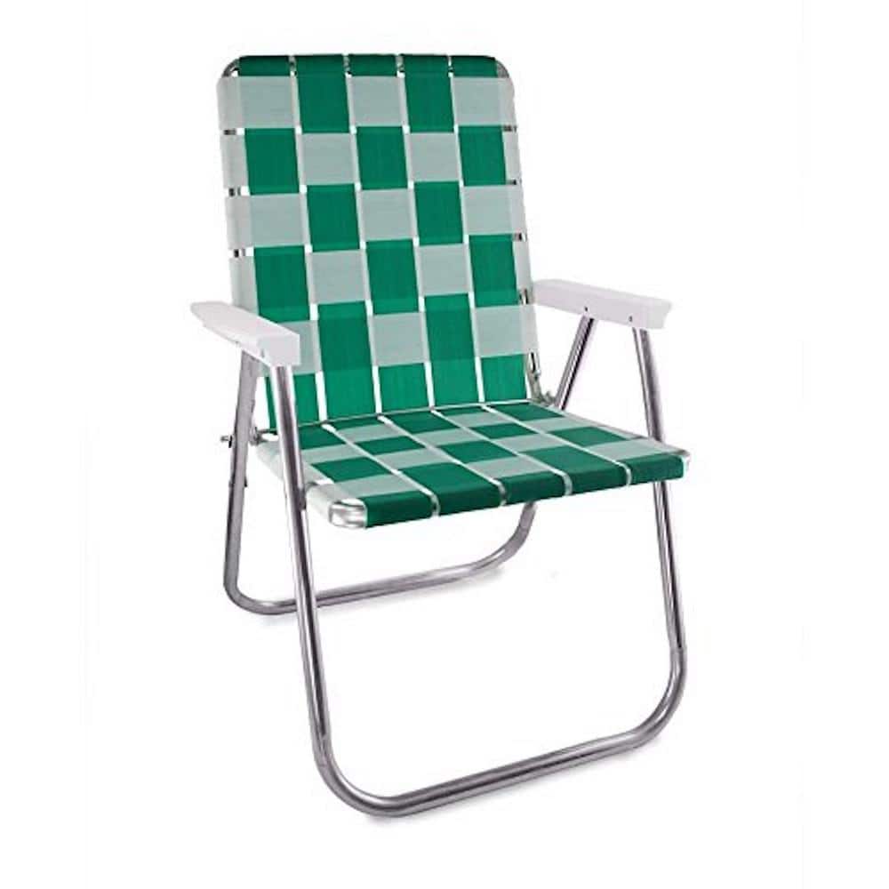 Durable Green and White Aluminum Lightweight Stackable Folding Lawn Chair