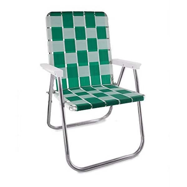 Unbranded Durable Green and White Aluminum Lightweight Stackable Folding Lawn Chair