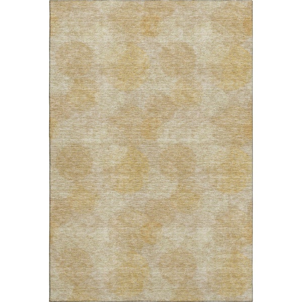 Mayfield Premium Machine Washable Abstract AMF977 Gold 10 ft. x 14 ft. Area Rug