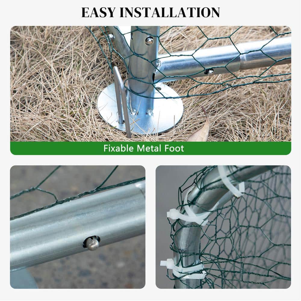 Large Galvanized Steel Chicken Coop with Waterproof Cover