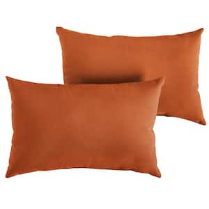 Sunbrella Rust Orange Rectangular Outdoor Knife Edge Lumbar Pillows (2-Pack)