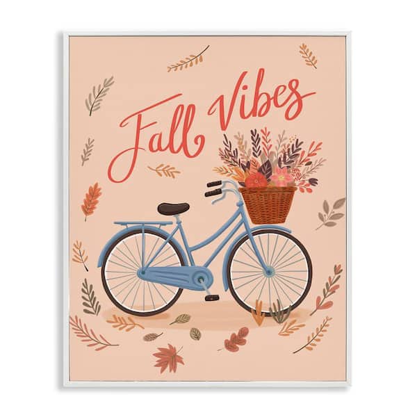 Stupell Industries Fall Vibes Bicycle by Nancy McKenzie White Framed Typography Giclee Art Print 14 in. x 11 in.