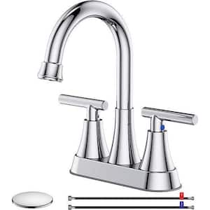 Bathroom Faucet for Sink 3-Hole - 4 in. Chrome Sink Faucet with Pop-Up Drain and Water Supply Hose - Bath Accessory Set