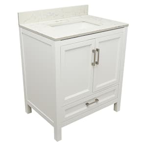 Salerno 31 in. W x 22 in. D Bath Vanity in. White with Quartz Stone Vanity Top in Lyra White with White Basin