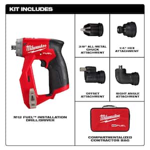 M12 FUEL 12V Lithium-Ion Brushless Cordless 4-in-1 Installation 3/8 in. Drill Driver with 4 Tool Head (Tool-Only)