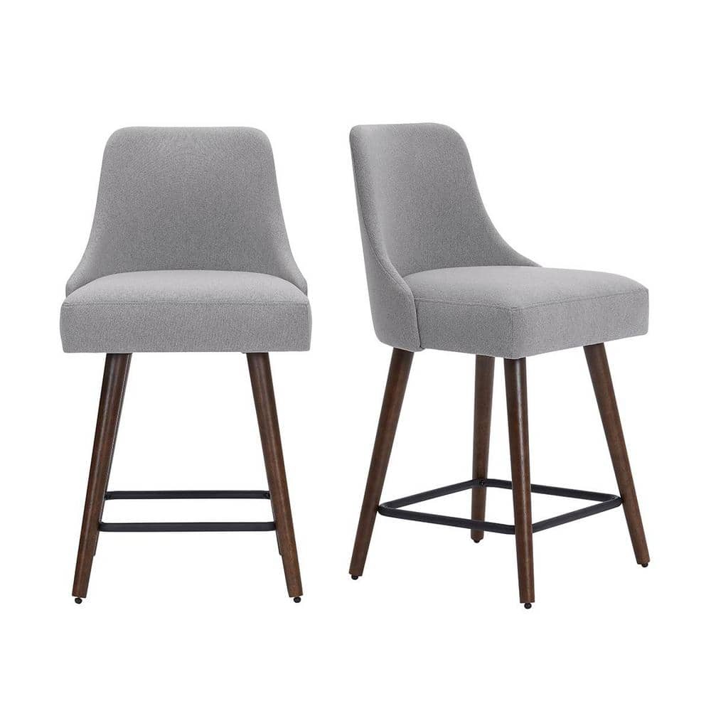 Stylewell Benfield Brown Wood, Upholstered Bar Height Bar Stools