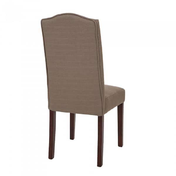Glitzhome Tan Fabric Dining Chair with Studded Decoration (Set of 