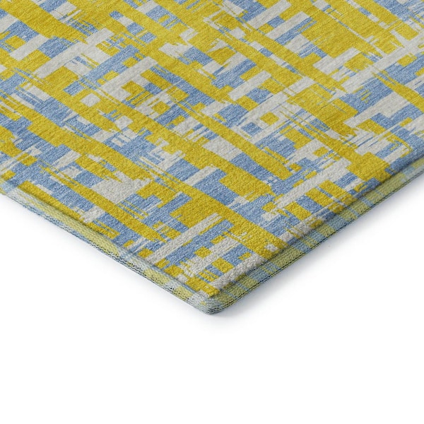 Mayfield Premium Machine Washable Abstract AMF1060 Yellow 2 ft. x 3 ft. Area Rug