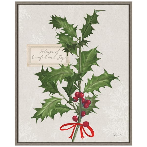 Amanti Art 19.62 in. x 16 in. W Canvas H Joyful Tidings VI Christmas Holiday Framed Box Wall Art