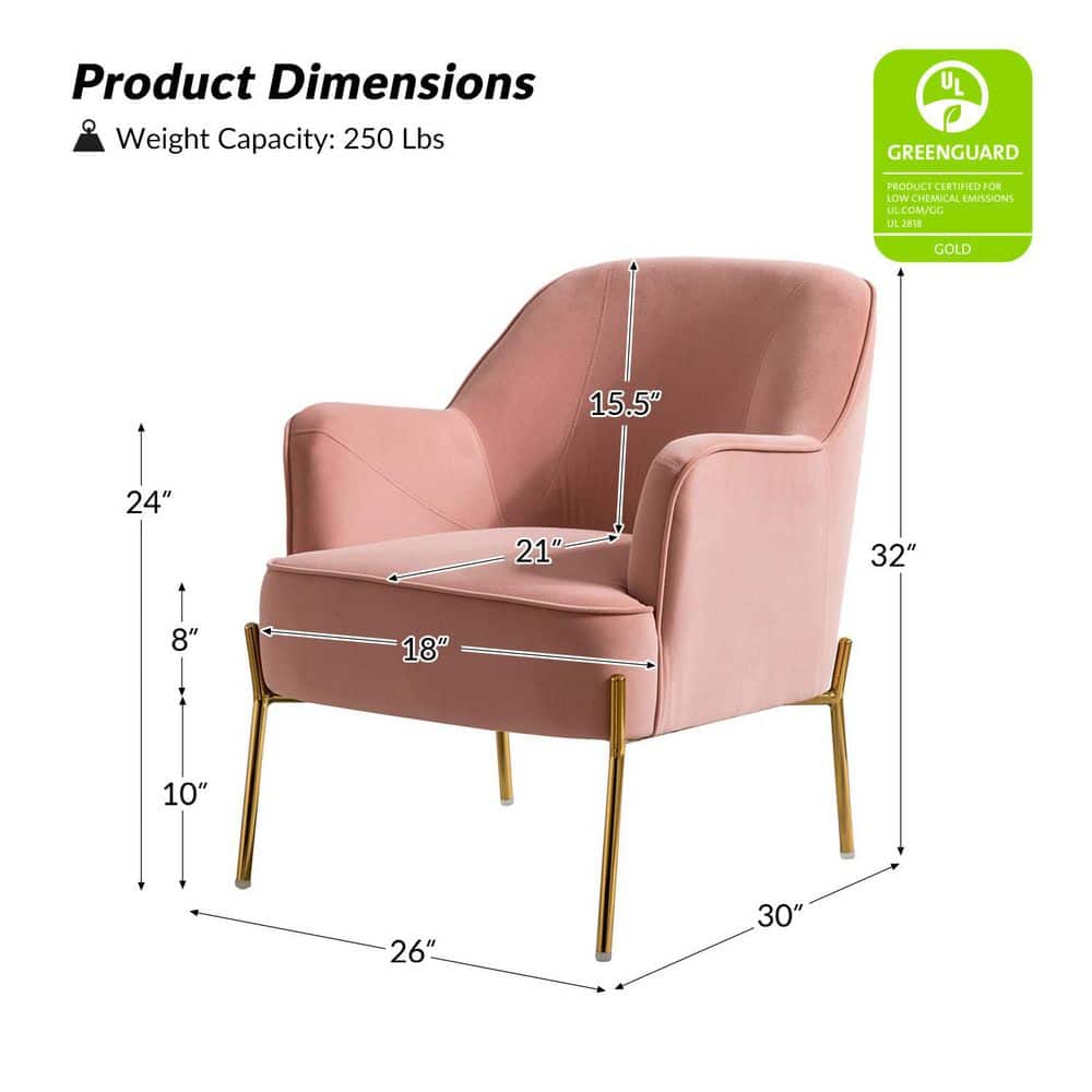 Elegant Mid-Century Pink Velvet Accent Chair with Golden Legs