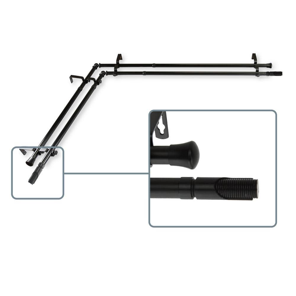 66 in. to 120 in. Adjustable 13/16 in. Corner Window Double Curtain Rod in 