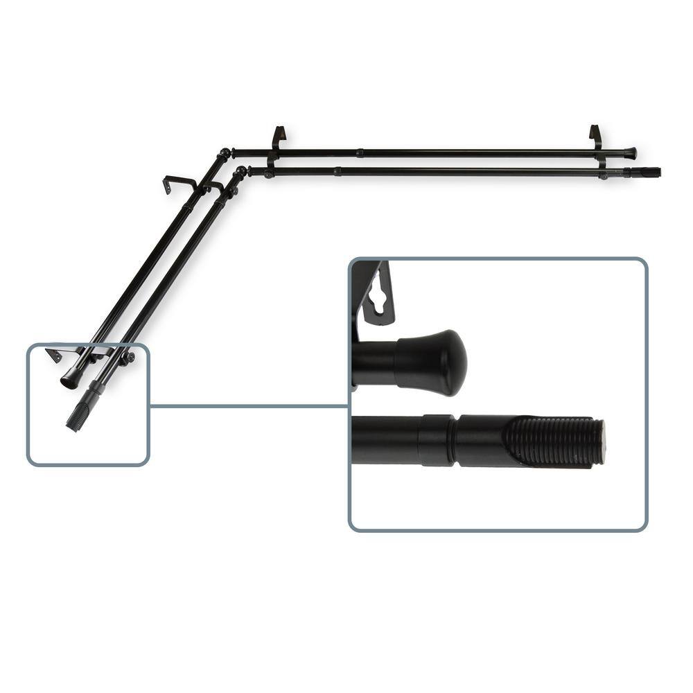 120 in. to 170 in. Adjustable 13/16 in. Corner Window Double Curtain Rod in