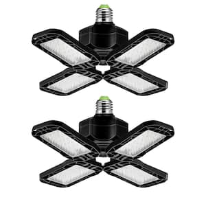 12 in. Ultra-Bright 8000LM 6000K 4-Adjustable Heads Premium Black Garage Light Flush Mount (2-Pack)